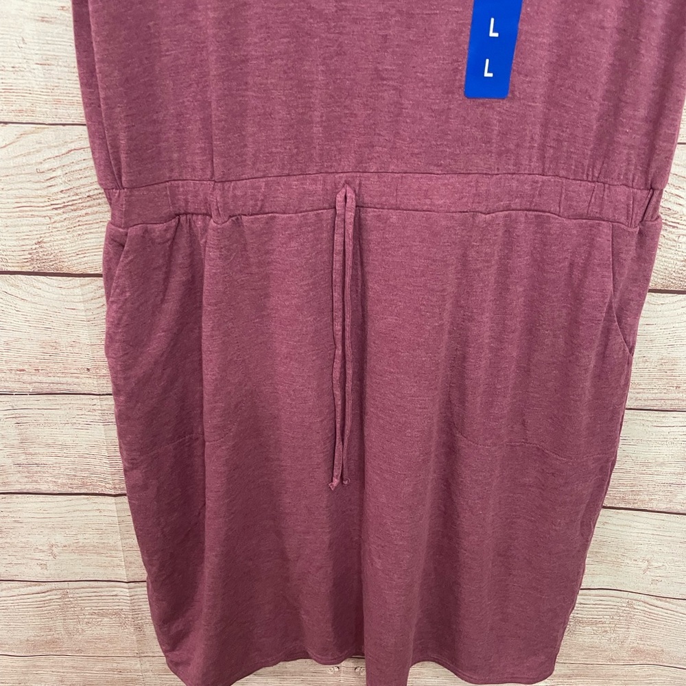 NWT 32 Degrees Cool Women's Dress Scarlet Oak Short Slv Gathered Waist Lined Lg - Picture 2 of 4